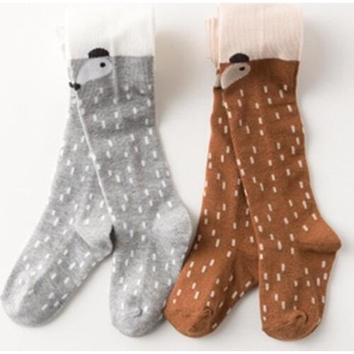 Baby Girl Tights New Spring Autumn Winter Cotton Knitted Soft Cartoon Fox Cute Children Stocking Pantyhose for Kid 1-7Years