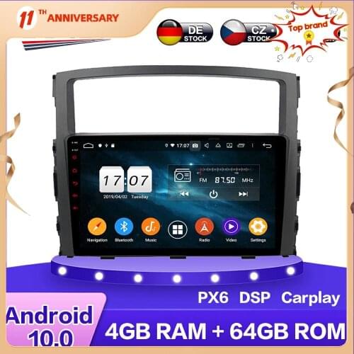 For MITSUBISHI PAJERO 2006 - 2012 Android 10.0 PX6 Car Multimedia DVD Player 4+64GB Auto GPS Navigation Stereo radio DSP Carplay