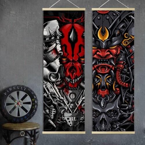 Home Scroll Paintings Japanese Ukiyoe Samurai Decoration Canvas Painting for Restaurant Bar House Tattoo Shop Wall Art Posters