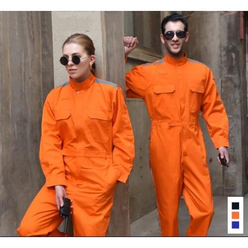 Cotton Work Overall Siamese Long-sleeve Welding Suit Mechanical Repair Reflective Work Coverall welder sailor Jumpsuit Plus size