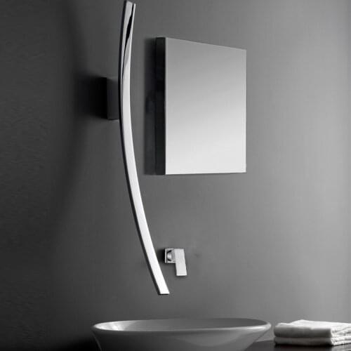 Vidric Innovative Luna Wall Mounted Waterfall Basin Faucet Wash Basin Tap Single Level Mixer Concealed Bathroom Sink Torneira