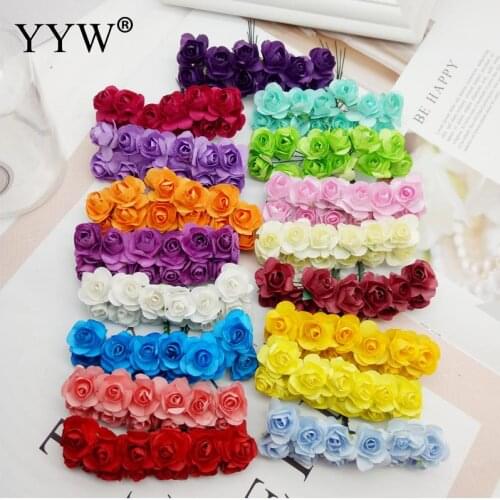 144 Pcs Artificial Flower Cute Paper Rose Flowers For Wedding Decoration Diy Roses Wreath Gift Flowers For Crafts Fake Flowers