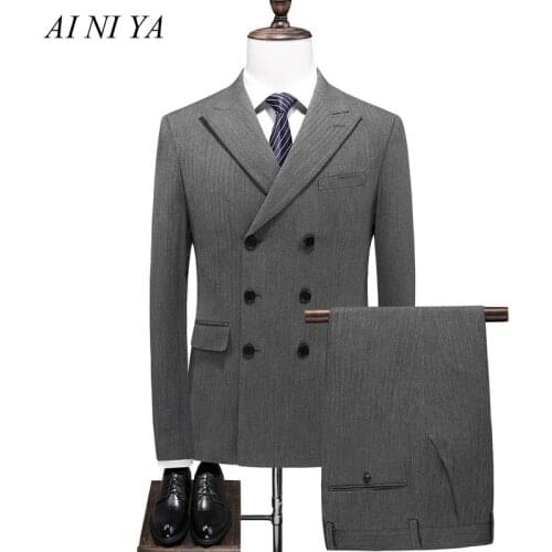 Three- Piece Set Suits Mens Suit Suit Edition Double breasted Handsome Slimming Male Suit Groomsmans Wedding Dress