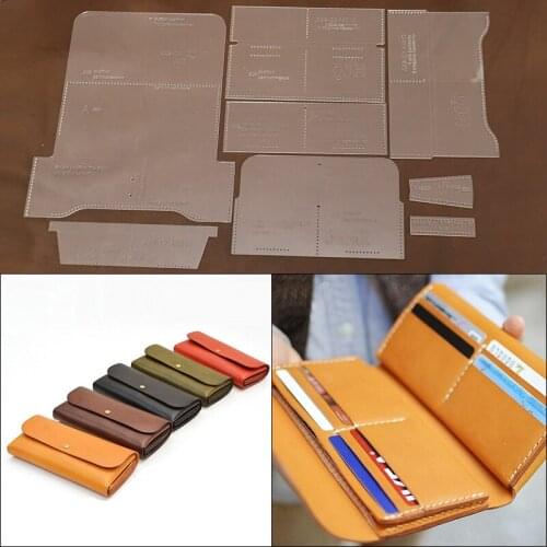 DIY Leather Long Folding Purse Acrylic Template Practical Transparent Template Pattern for Wallet Supplies