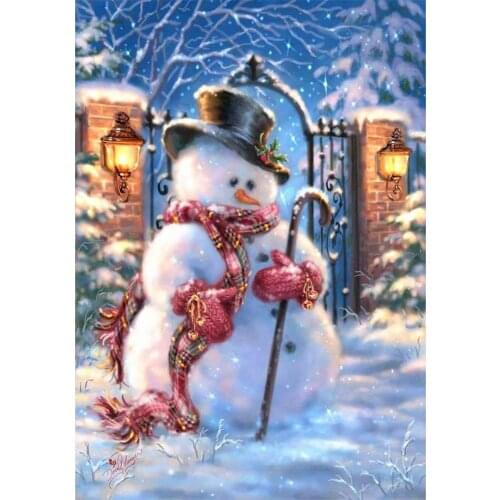 LaoJieYuan Diamond Painting Snowman Round Diamond Embroidery Mosaic Home Decoration Pattern DIY Handmade New Year Gift