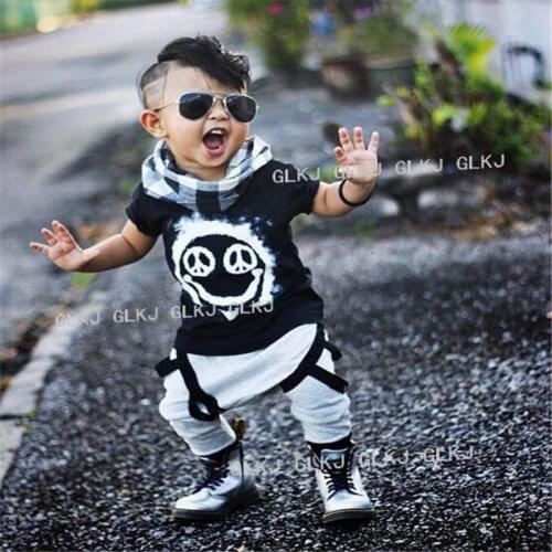 Fashion new summer 2021 boys short-sleeved cotton baby clothes set fashion t-shirt + pants baby boys clothing set kids clothes