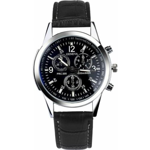 Luxury Leather Band Quartz Wrist Watch Fashion Mens Business Watch Simple and Stylish Dress Wristwatch Blue Glass Mens Watch