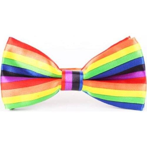 HOOYI 2019 Mens rainbow Stripe Bow Tie Print Butterfly