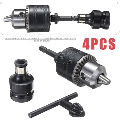4pcs/set Power Drill Chuck Conversion Kit 1/16" to 3/8" Drill Convert 1/4" Quick Change Hex Shank Adapter For Electric Drills