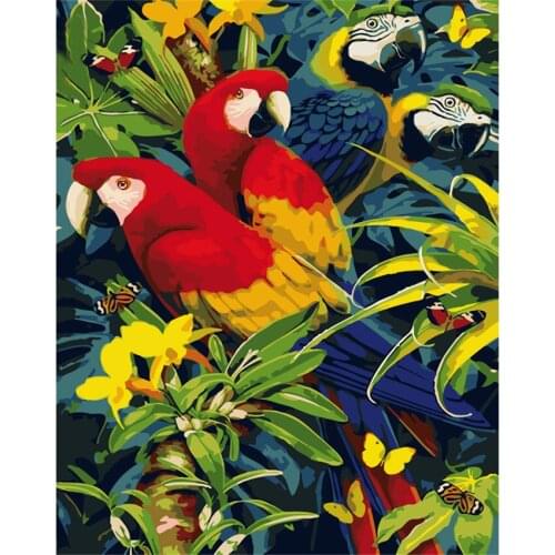 DIY Digital Painting By Numbers Package Hide the parrot oil painting mural Kits Coloring Wall Art Picture Gift frameless