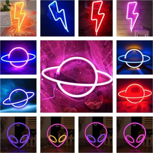 Alien Neon Lights for Wall Decor Battery/USB Operated Decorative Led Neon Signs for Home,Kids,Birthday,Christmas,Wedding Party