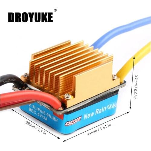 NEW OCDAY 5-13V 320A Waterproof 3S 60A Brushed Motor ESC Electronic Speed Controller For 1/12 1/10 RC Car Remote control boat
