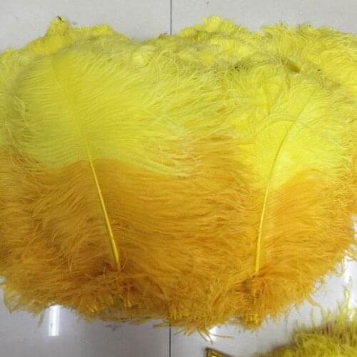 Wholesale 50 pcs Golden and Yellow "Thick Stem" Male Ostrich Feathers 24-26inch/60-65cm DIY Jewelry Craft Making Decoration