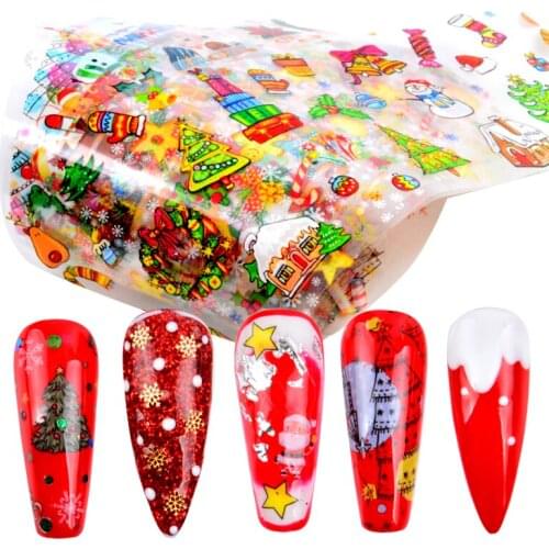 1 Set Roll Flower Nail Decals Retro Christmas Nail Foil Nail Transfer Sticker Sweet Paris Script Nail Designs Manicure