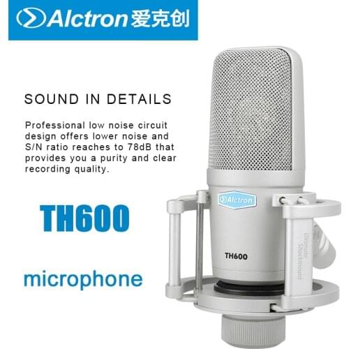 Alctron TH600 Professional Microphone Large Diaphragm Condenser Recording mic for vocal instruments live broadcast studio stage