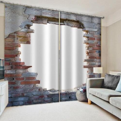 Photo hole brick curtains 3D Curtains for Living Room Bedding Room Hotel Drapes Cortinas personality curtains