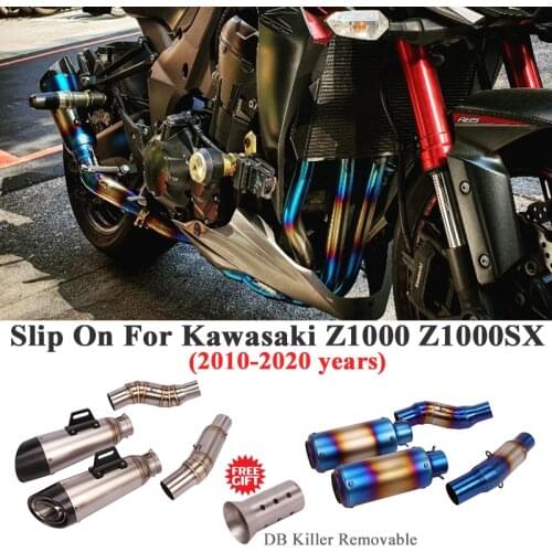 Full System Motorcycle Exhaust Pipe Escape For Kawasaki Z1000 Z1000SX 2010 - 2020 Middle Link Pipe Muffler DB Killer Slip On