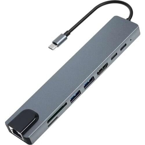 High Speed Hub 8 in 1 Multi Function HDMI USB TF SD Card Reader Type C Hub Adapter For MacBook Pro Retina Air Hub Type-C