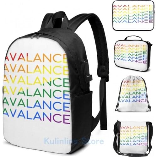 Funny Graphic print Avalance LGBT flag colors USB Charge Backpack men School bags Women bag Travel laptop bag
