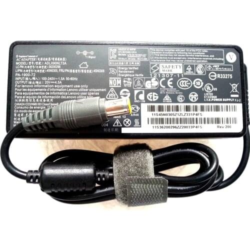90W 20V 4.5A ThinkPad Laptop AC Power Adapter Charger fit for Lenovo 42T4434 42T4435 T60
