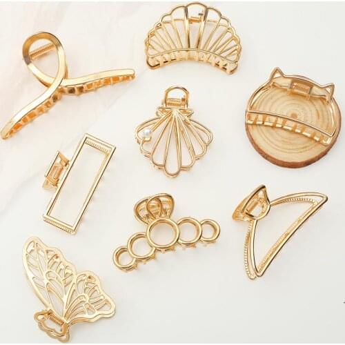 1Pc Rectangle Triangle Geometric Shape Gold Hair Claws Clip Alloy metal Hair Crab Clamp Styling Accessories Hairpin Hairgrip