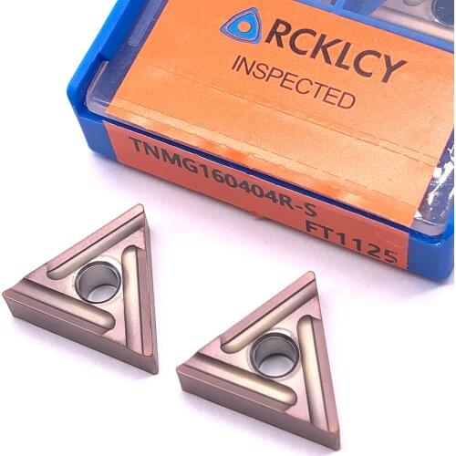 10pcs RCKLCY TNMG160404 R-S FT1125 Carbide Insert TNMG160404 Stainless Steel Blade Cutter CNC Lathe External Turning Tool