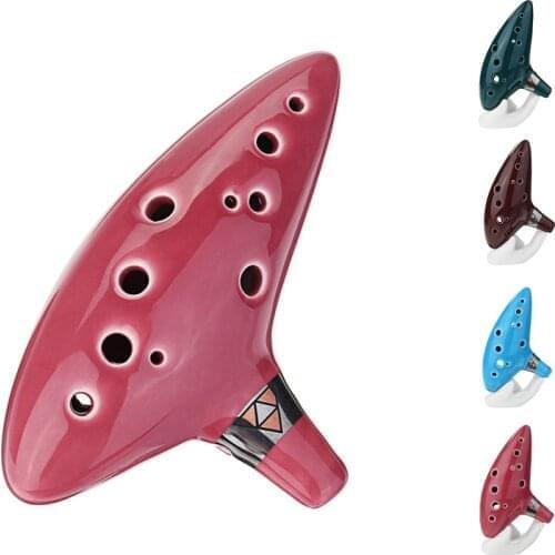 12 Holes Alto C Zelda Ocarina Flute Ceramic Vessel Flute Wind Musical Instrument & Musicbook Lanyard Display Stand Musical Gift