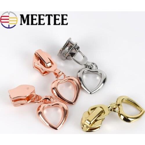 30pcs Meetee Metal Zipper Sliders for 5# Nylon Zippers Jacket Clothes Zip Repair Kit Zips Head Puller DIY Bag Sewing Material