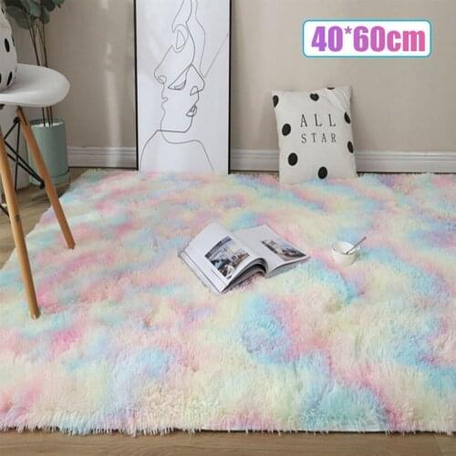 40*60cm Rectangular Ultra Soft Non-slip Tie-Dye Plush Large Area Carpet Bedroom Bedside Living Room Table Tatami Cushion Carpet