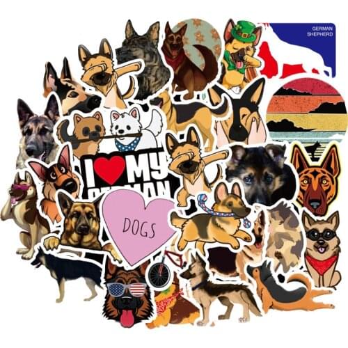 TD ZW 50pcs Animal Sticker German Shepherd Dog Stickers Decal Cute Cartoon Stickers On Laptop Cup Fridge Luggage Kid DIY Sticker