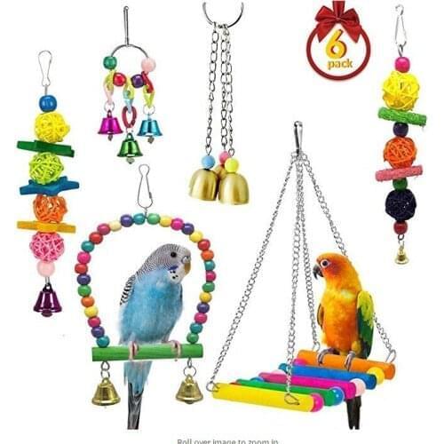 6Set Combination parrot toys Bird supplies bite toys Puzzle string Accompany
