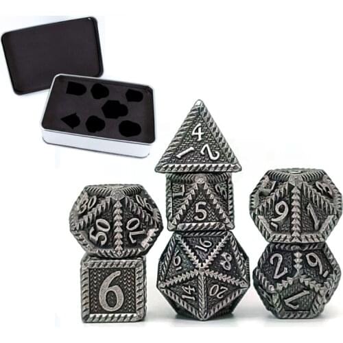 094C 7 Pieces Colorful Metal Multi-faceted Dice Game DIY Gameing Dice Various Shapes