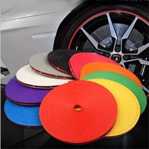 8M/Roll Car Wheel Rims Protector Decor Strip Rubber Moulding Rimblades Car Vehicle Rim Sticker Color Tire Guard Line Styling