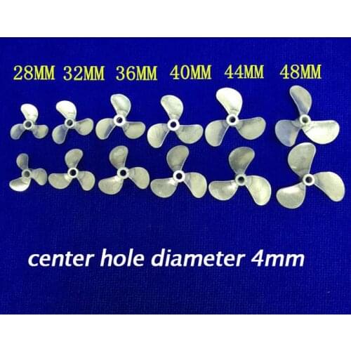 Free Shipping 3-Blades RC Boat Metal Propeller 4mm Shaft Propeller Diameter 28/32/36/40/44/48mm Left/Right Propeller Spare Parts