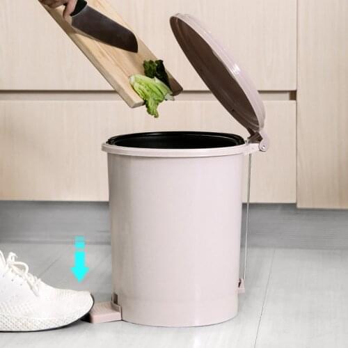 Large Garbage Bin With Lid Household Toilet Bathroom Creative Footstep Large Trash Can Kitchen Waste Storage Basket