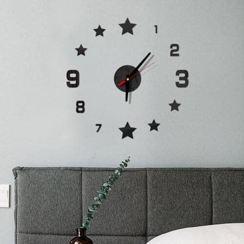 Large Wall Clock Living Room Modern Design Diy Wall Clock 3d Mirror Surface Sticker Home Office Decor Clock Removable Clocks