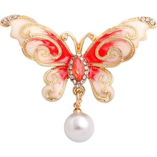 SHARPPIN Butterfly Brooch Insect Enamel Pin Pearl Women Clothing Brooches Jewelry Party Pins Scarf Clip