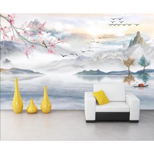 Beibehang Custom wallpaper photos Chinese plum landscape mural TV sofa background home decoration living room 3d wallpaper