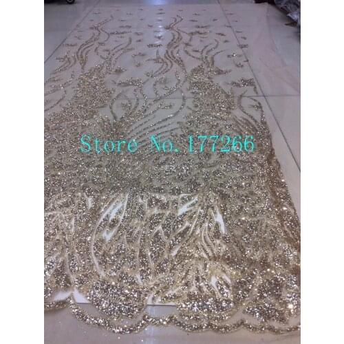 Hot selling JRB-69558 french Net african glitter sequins lace fabric for fashion dress