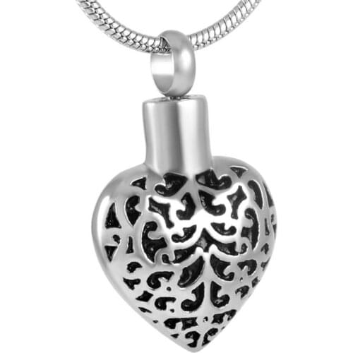 IJD8918 Stainless Steel Cremation Urn Necklace Classic Pattern Pendant Memorial Cremation Jewelry