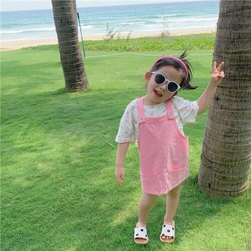 Toddler Girls Clothing Sets Casual Polka Dot Printed Short Sleeve Strap Dress 2pcs Kids Clothes Summer 2020 Fashion Girl Clothes