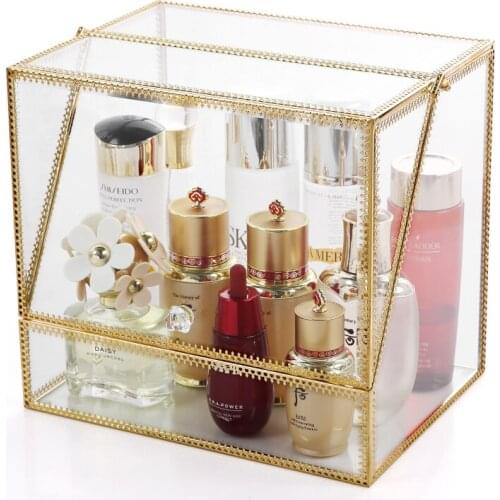 Cosmetics Storage Box Glass Dustproof Acrylic Skin Care Lipstick Jewelry Box Desktop Dressing Table Racks Top Can Be Put Perfume