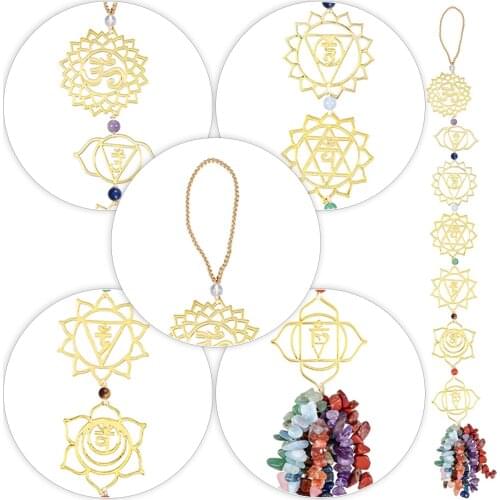 Colorful Chakra Pendant Car Charm Pendant Home Decor Car Charm For Rear View Mirror Jewerly Accessories For Women Men Gift