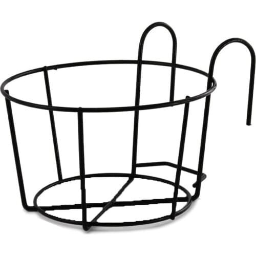 Round Iron Flower Pot Holder Garden Plant Stand Hanging Bracket Balcony Frame Railing Home Wall-Mounted Rack