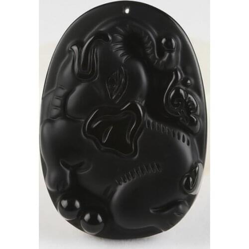 Elaborate Chinese collection black jade Elephant pendant
