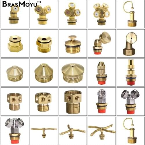 BRASMOYU 24 Types of Brass Misting Nozzles Garden Copper Irrigation Cooling Sprinkler Water Spray Connector Fittings Male Female