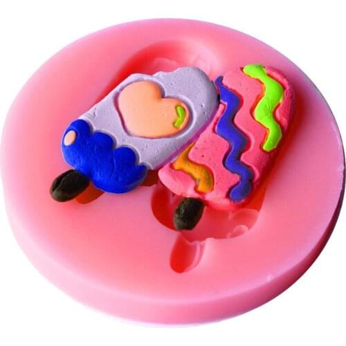 Lce Cream love Shape Silicone molds for cake Fondant Decoration Sugar Craft mould kitchen Baking accessories T0703