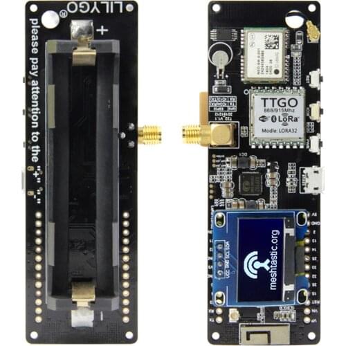 LILYGO® TTGO Meshtastic T-Beam V1.1 ESP32 433/868/915/923Mhz WiFi BLE Lora ESP32 GPS NEO-6M SMA 18650 Battery Holder With OLED