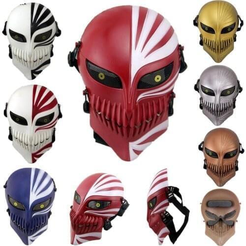Death Ichigo Kurosaki Bleach Mask Props for Carnival Halloween Masquerade Skull Cosplay Costumes War Game CS Tactical Masks