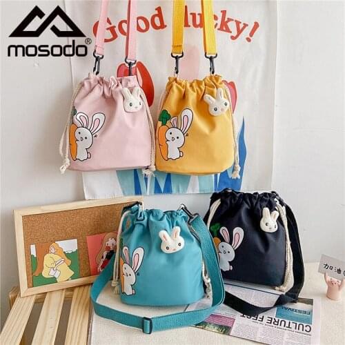 Mosodo Fashion Bucket Bags Women Crossbody Handbag Drawstring Pouch Cute Rabbit School Shoulder Bag Ladies 2021 Brand New